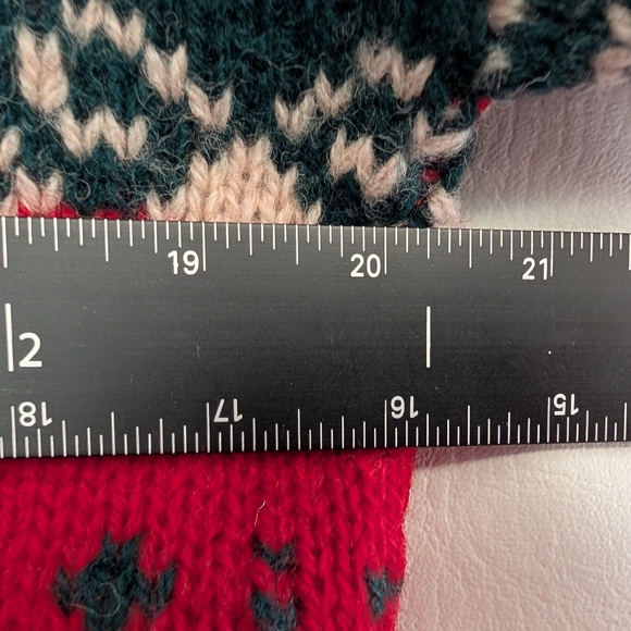 Vintage Eddie Bauer Wool Red Green Reindeer Fair Isle Knit Cardigan Sweater - S - Picture 12 of 16